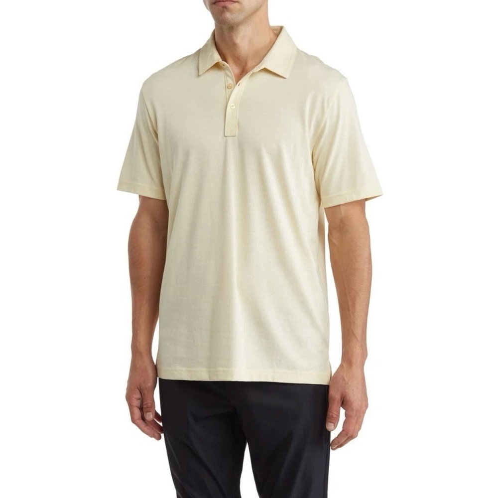 TRAVIS MATHEW Men’s Cream Colored Collared Polo Shirt Size Medium
